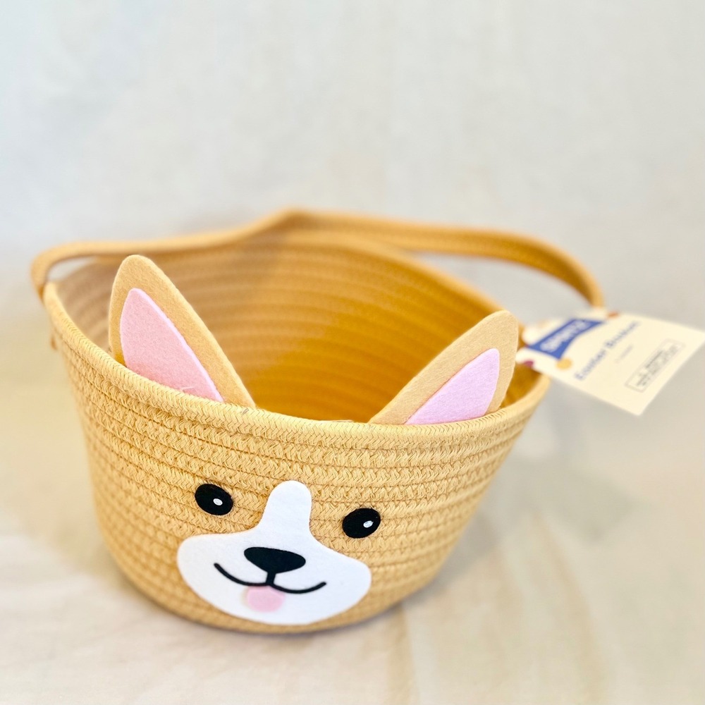 Spritz‎ Easter Corgi Rope Basket Dark Yellow Dog Animal Nursery Storage New